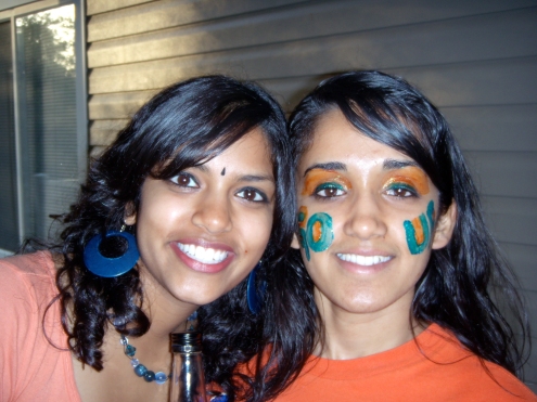 With Juhi just before the 2007 national basketball championship game at UF. 